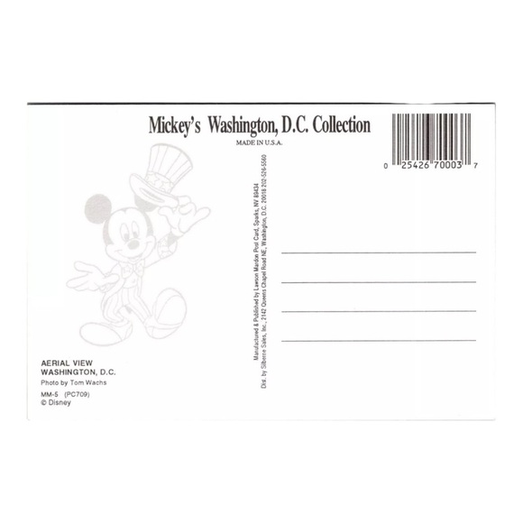 Rare Disney Postcard Mickey & Minnie Mouse Hot Air Balloon Aerial Washington DC - Picture 2 of 2